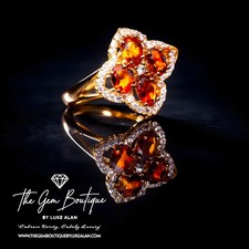 17.25 CT Natural Orange-Yellow Citrine & Zircon Ring - Rose Gold Over Silver  picture