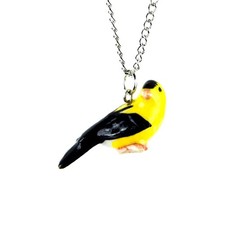Little Critterz Jewelry - Yellow Goldfinch Necklace - Pendant Porcelain Jewelry picture