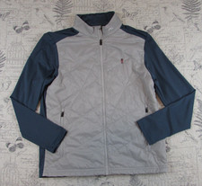 EUC KJUS Retention Jacket Blue Gray Stretch Quilted Front Golf Hiking WOMENS  XL picture