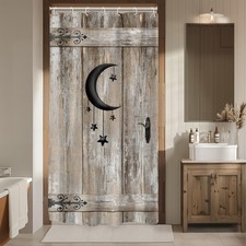 Riyidecor Small Stall Barn Door Shower Curtain 36Wx72H Inch RV Rustic Country... picture