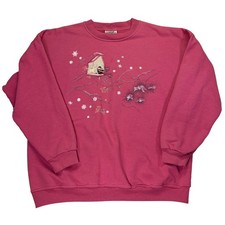 Vintage Northern Reflections Sweatshirt Womens XL Pink Birdhouse Winter Graphic picture