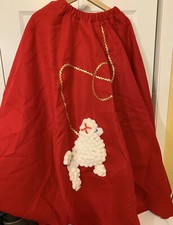 VTG 50's 60's Circle Swing Rockabilly Pinup Bombshell Retro Poodle Dog Skirt Red picture