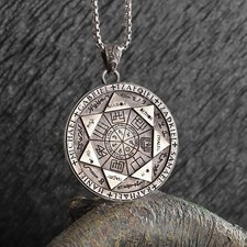 Angel of Life Seal Solomon Men Necklace Kabbalah Amulet Stainless Steel Jewelry picture