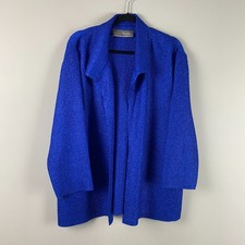 Chicos Travelers Crinkle Open Front Jacket Size 3 US XL Blue Lightweight picture