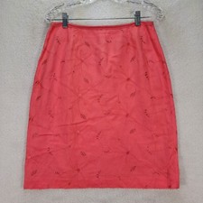 Y2K Corral Floral Eyelet Embroidered Bright Eccentric Pencil Womens Skirt Size M picture