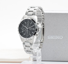 SALE【UNUSED】SEIKO Chronograph SND367PC 7T92-0DW0 Black Dial 100M Qz Men's Watch picture