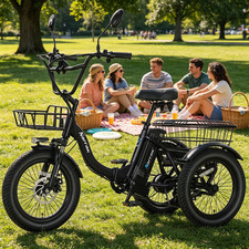 Narrak Fat Tire Folding Electric Trike Peak 700W 468WH 13Ah Removable Battery N3 picture