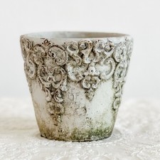 Small Ceramic Flower Pot With Natural Verdigris French Country Decor picture