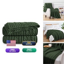 Aormenzy Green Cable Knit Throw Blanket, 50