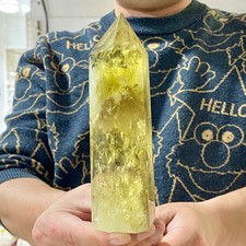 467G Natural yellow crystal obelisk Crystal energy column Reiki healing picture