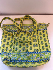 Vera Bradley Green/Blue Paisley Zip Tote Bag picture
