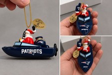 Danbury Mint New England Patriots 2023 Santa’s Speedboat NFL Ornament w/ Box picture