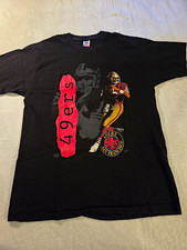Vintage Fruit of the Loom San Francisco 49ers Joe Montana NFL Black Men's XL picture