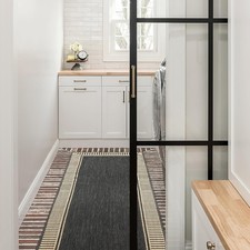 Nuloom Asha Dark Grey/Ivory, 2' x 8', Casual, Striped Border, Soft and Cozy, picture