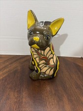 Talavera Frenchie Dog French Bulldog Cute Hand Painted Mexican Pottery 9.5