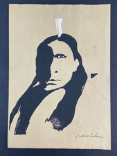 Fritz Scholder drawing and painting on paper signed and stamped vintage picture