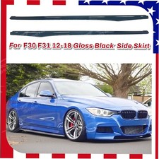 Fits 2012-18 BMW 3 Series F30 F31 Gloss Black Side Body Skirts Kit Under Spoiler picture