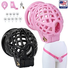 Resin Male Chastity Cage device Head Breathable Chastity Lock Belt With 9 Rings picture
