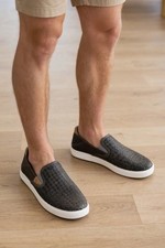 OluKai Lae‘ahi Lauhala Woven Leather Slip On Sneakers Shoes Size 11 $165 Ash picture