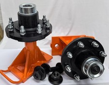 PAIR 9000LB 8x6.5 Shipping Container Wheels Lug Bolt-On Spindle Kit with Handle picture