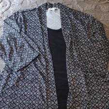 Plus sz 3x Women's Jacket Top with Attached Tank Black Gray & White picture