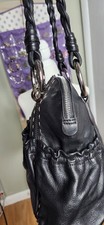 A B. Makowsky black leather boho chic shoulder bag picture