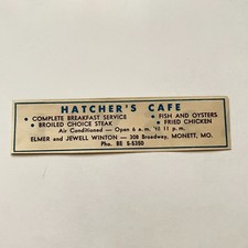 Hatcher's Cafe Elmer & Jewell Winton Monett MO 1950s Ad TAK4-M5 picture