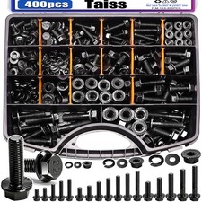 400pc Metric Flange Bolt Nut Washer Assortment Kit M6 M8 M10 10.9 Steel Black picture