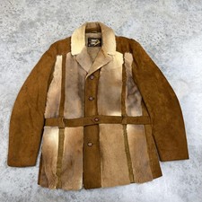 Vintage Robert Lewis Coat Mens 40 Brown Fur Shearling Grizzly jim Morrison picture