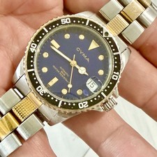 Vintage Cyma Automatic Blue Dial Baby Diver Date Calendar Men’s 39mm Watch RUNS picture