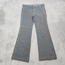 Vintage Gap Jeans Womens 8 Blue Railroad Stripe Flared Wide Leg Utility Y2K picture