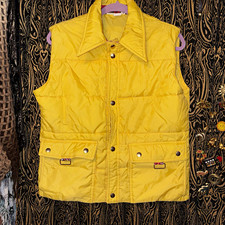 Vintage 80s JCPenney Yellow Puffer Ski Vest Women’s Medium picture
