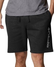 Columbia Mens Straight Relaxed Fit Fleece Trek Logo Print Shorts Black $50 NWT picture