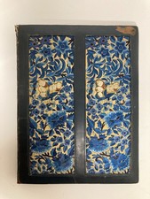 Antique Kashmiri Silk Embroidered Leather Portfolio c1920 Floral India Textile picture