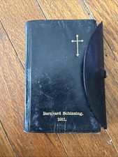 Antique 1909 German Lutheran Hymnal Kirchen-Gesangbuch Leather Flap Personalized picture
