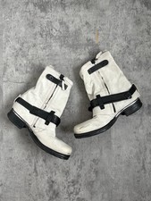 A.S 98 Vintage Avant Garde Grey Leather Boots Zip Up Belted Women’s Size 38 EU picture