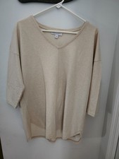 Purejill J.Jill Womens Tan and White Womens Sweater Size Large picture