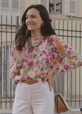 La Maille Sezane Paris Rue Saint Fiacre Wool Floral Sweater Print Size XL picture