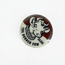 Vintage 1950s Borden Elsie the Cow Brown Pinback Button Dairy Advertising picture