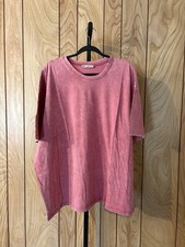 Zenana Women’s Pink Solid Crew Neck Short Sleeve Oversized Fit T-Shirt L/XL picture