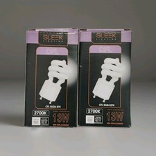 (2) Pcs SleekLighting CLF GU24 27K  Base 2 Prong Light Bulb 13Watt  picture