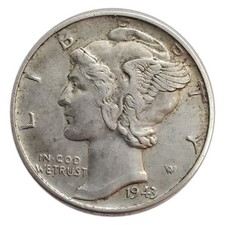 1943-P Mercury Dime VF Very Fine 90% Silver picture