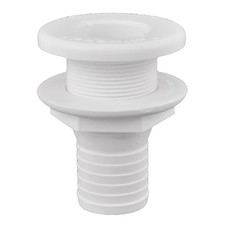 Attwood Thru-Hull Fitting Connector 1-1/2 inch Hose for Boat Deck Plastic White picture