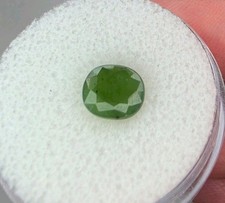 Natural Nephrite Jade Oval Faceted 1.7ct Leaf Green Asian Estate Original Label picture