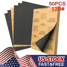 50Pcs Wet and Dry Sandpaper Waterproof Abrasive Sanding Paper Sheets 120 Grit picture