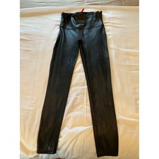 Spanx Faux Leather Leggings Black High Waisted Power Waistband Large picture