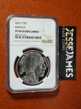 2001 P PROOF SILVER BUFFALO COMMEMORATIVE DOLLAR NGC PF69 ULTRA CAMEO picture