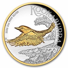 2026 AUS 2 oz Silver Gilded Australian Kookaburra Proof (HR) picture