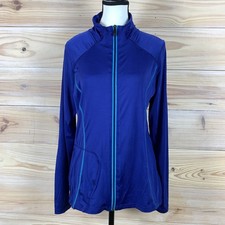 Lole Jacket Womens L Blue Full Zip Mock Neck Ribbed Athletic Activewear picture