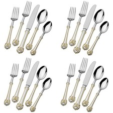 Wallace Napoleon Bee Gold Accent 18/10 Stainless Steel 20pc. Flatware Set picture